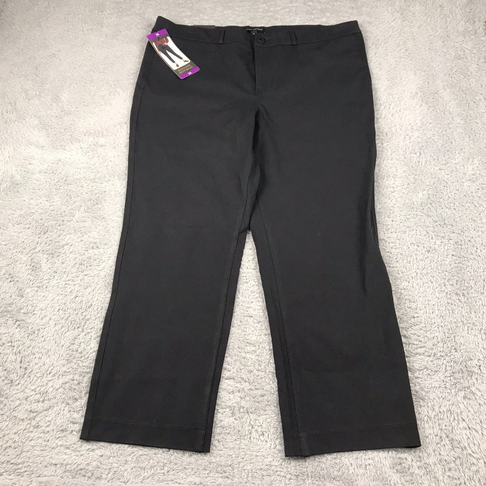 Banana Republic Slim Straight Cropped Pants Womens 14 Black Cotton Slacks NEW